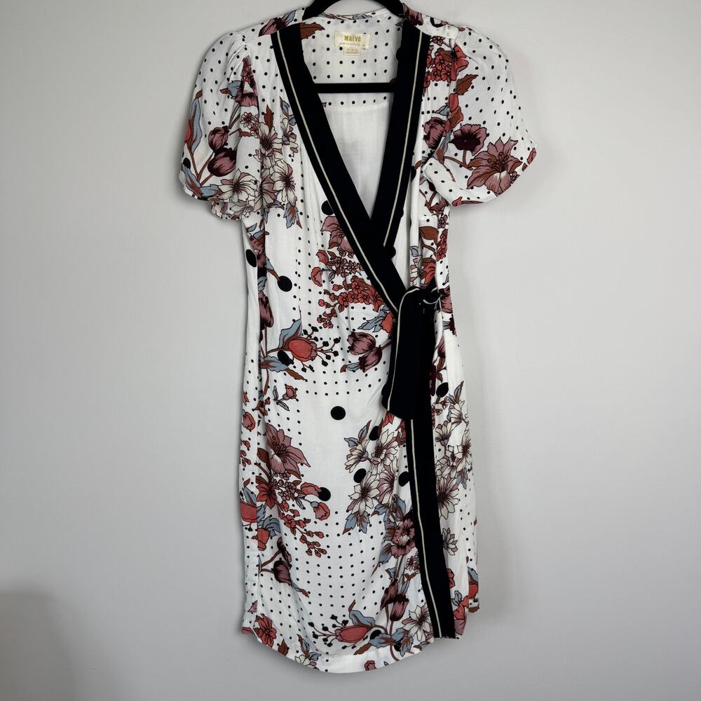 Anthropologie Maeve Women's Aubrey Floral Midi Wrap Dress Size 8